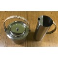 STAINLESS STEEL WATER JUG and ICE BUCKET WITH LID  CANE WRAPPED HANDLES - Bar Accessories!