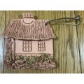 TERRACOTTA CLAY HOME WALL HANGINGS of HOUSES x 4 and 1 x 3 KEY HANGING RACK HOLDER STAMPED `SMITH`