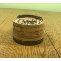 5 COASTERS in a HOLDER - CORK and WOOD - COASTER MOULDING -BAR ACCESSORIES!!!