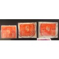 REVENUE STAMPS selection of 18 pcs KING GEORGE VI UNION of SOUTH AFRICA 1943 5/- English left.