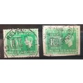 REVENUE STAMPS selection of 18 pcs KING GEORGE VI UNION of SOUTH AFRICA 1943 5/- English left.