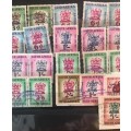 REVENUE STAMPS selection of 32 pcs SOUTH AFRICA COAT of ARMS 1955 - 60 HERALDIC ANIMALS