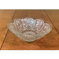 GLASS BOWL SMALL with pressed STAR SHAPED PATTERNS.
