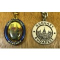KEYRINGS x 2 - MUNCHEN GERMANY DEUTSCHLAND - BUDAPEST HUNGARY -  KEY RINGS CASTLES COAT OF ARMS
