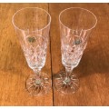 CRYSTAL CHAMPAGNE GLASSES  x 2 - GLAWAY IRISH - over 24% lead crystal. Read notes......
