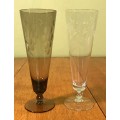COCKTAIL / BEER / PILSENER GLASSES - GRAPES & WHEAT PATTERNS - 1 Brown & 1 Clear - STUNNING!!!