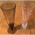 COCKTAIL / BEER / PILSENER GLASSES - GRAPES & WHEAT PATTERNS - 1 Brown & 1 Clear - STUNNING!!!