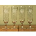 CRYSTAL ROSE CUT PILSNER / COCKTAIL GLASSES & wheat pattern x 4 - STUNNING!!! Please read notes
