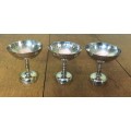 CHAMPAGNE COUPES X 3 - EPNS ELECTRO-PLATED NICKEL SILVER - STYLISH!!! ART DECO???