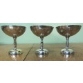 CHAMPAGNE COUPES X 3 - EPNS ELECTRO-PLATED NICKEL SILVER - STYLISH!!! ART DECO???