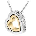 *J* Stunning double heart pendant necklace with Swarovski elements