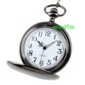 Classic Smooth Black Steel Mens Pocket Watch (In Stock)