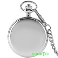 Smooth Silver Steel Pocket Watch With Gift Box (In Stock)