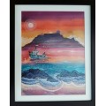 REDUCED TO SELL!   "Table Mountain"  330x430mm Original watercolour by Dorian Spencer Davies
