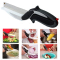 New Clever Smart Cutter 2-in-1 Knife & Cutting Board Scissors Food Vegetable