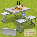 Outdoor Portable Folding Aluminum Picnic Table With Four Seats Handy Carry Case.