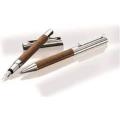 SENATOR TIZIO. Fountain Pen AND matching Ballpoint Pen set. Walnut barrel. Chrome.