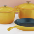 Yellow Cast Iron Pot Set 7 Piece Excellent Style and Quality Brand New