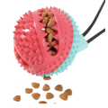 Multi color Rope Treat Dispensing Ball with Suction Cup For Dogs