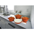 LEOPARD PREMIUM 7 Piece Authentic Cast Iron Dutch Oven Cookware Pot Set - Orange NEW