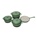 7 Piece Glazed Cast Iron Dutch Oven Cookware Pot Set - Mint Green - Premium Quality - Brand New