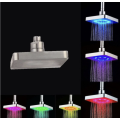 Square 7 Colour LED Light Water Powered Colour Shower Head - Silver