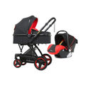 Belecoo 3 in 1 Baby Pram Stroller with Car Seat - Black and Red