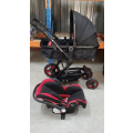 Belecoo 3 in 1 Baby Pram Stroller with Car Seat - Black and Red