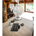 JAIGENG 12` Rechargeable Desk Fan With LED Light and 2 Separate Light Bulbs and Solar Panel