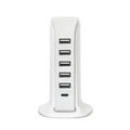 Multiport Super Charger Desktop Portable USB Charging Station Universal Tower, 6 Ports