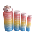Leak Proof Motivational Water Bottle with Straw And Time Markers - 4-Piece - pink