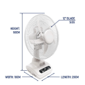12` Rechargeable Loadshedding Oscillating Desk Fan With AC/DC Dual Function & LED Light HIGH QUALITY