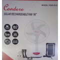 Condere 12` Rechargeable Solar Fan with Built in light and 2 Light Bulbs and a Solar Panel