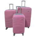 Quality 3 Piece Hard Outer Shell Travel Luggage Suitcase Set - Deep Pink