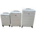 3 Piece Hard Outer Shell Premium Lightweight Luggage Set - White NEW