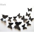 Black 12Pcs Butterflies Wall Stickers Home Decorations 3D Butterfly PVC Self Adhesive