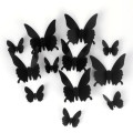 Black 12Pcs Butterflies Wall Stickers Home Decorations 3D Butterfly PVC Self Adhesive