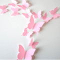 Pink 12Pcs Butterflies Wall Stickers Home Decorations 3D Butterfly PVC Self Adhesive