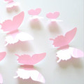 Pink 12Pcs Butterflies Wall Stickers Home Decorations 3D Butterfly PVC Self Adhesive