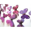 Purple 12Pcs Butterflies Wall Stickers Home Decorations 3D Butterfly PVC Self Adhesive