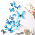 Blue 12Pcs Butterflies Wall Stickers Home Decorations 3D Butterfly PVC Self Adhesive