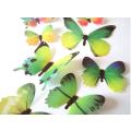 Green 12Pcs Butterflies Wall Stickers Home Decorations 3D Butterfly PVC Self Adhesive