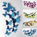 Purple Mirror 12Pcs Butterflies Wall Stickers Home Decorations 3D Butterfly PVC Self Adhesive