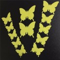Yellow 12Pcs Butterflies Wall Stickers Home Decorations 3D Butterfly PVC Self Adhesive