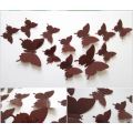Brown 12Pcs Butterflies Wall Stickers Home Decorations 3D Butterfly PVC Self Adhesive