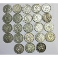SILVER THREE PENCE - KING GEORGE V - KING GEORGE VI AND QUEEN ELIZABETH II SERIES - 107 COINS