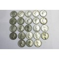 SILVER THREE PENCE - KING GEORGE V - KING GEORGE VI AND QUEEN ELIZABETH II SERIES - 107 COINS