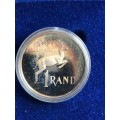 1989 - PROOF SILVER ONE RAND - ISSUED IN PROTECTIVE SEALED PLASTIC CONTAINER - USUAL BLUE S.A.M CASE