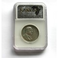 1969 SILVER PROTEA ONE RAND - HIGH GRADE - AU55 (EF+) - AFRIKAANS VERY LOW MINTAGE