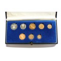 1990 REPUBLIC OF SOUTH AFRICA SHORT PROOF SET - 8 COINS - COMES IN S.A.M. MINT BLUE CASE